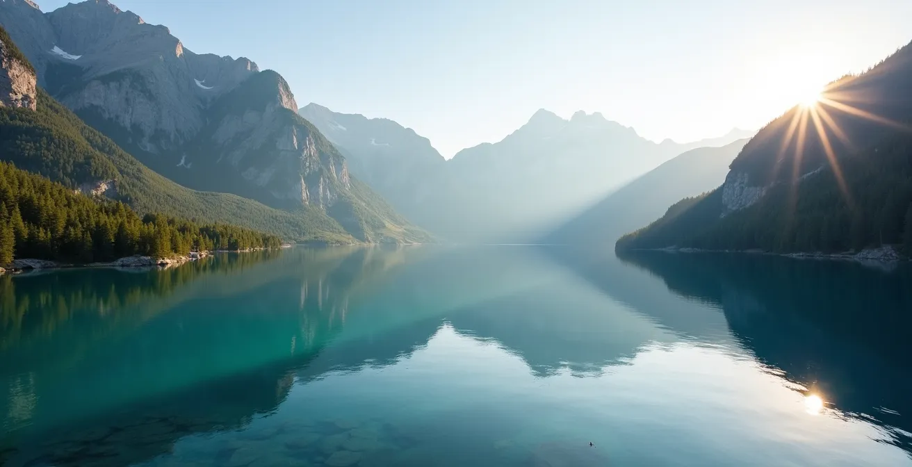 Vue panoramique du lac d'Annecy avec les montagnes en arrière-plan